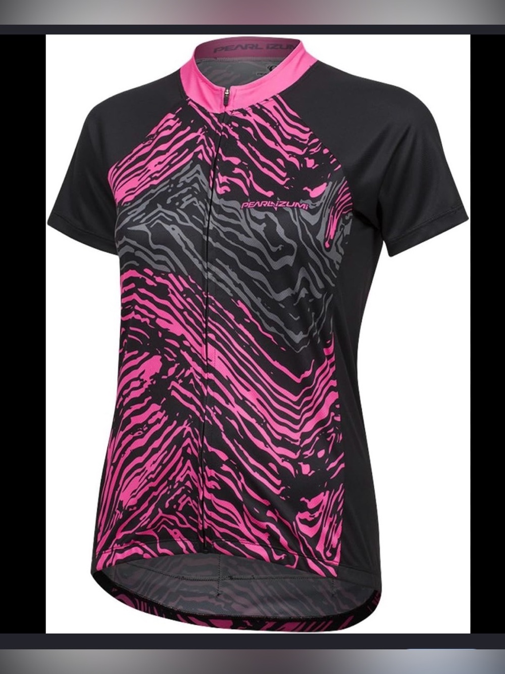 Pearl Izumi Black and Hot Pink Zebra-Print Cycling Jersey women’s small
